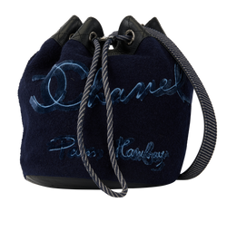 Paris Hamburg Bucket Bag, Leather/Wool, Blue, 26037092(2018-19), 3*